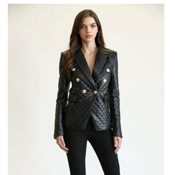 #284 black “coco” vegan leather jacket - Picture 1 of 4